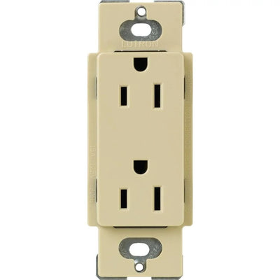 Lutron Claro 15A Tamper-Resistant Duplex Receptacle, Decorator-Style Outlet, Gloss Finish, CARS-15-TR-IV, Ivory