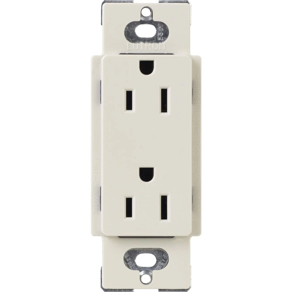 Lutron Claro 15A Tamper-Resistant Duplex Receptacle, Decorator-Style Outlet, Gloss Finish, CARS-15-TR-LA, Light Almond