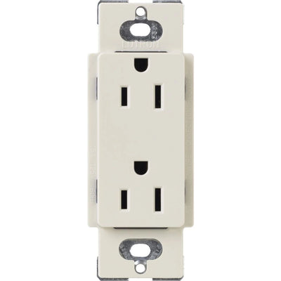 Lutron Claro 15A Tamper-Resistant Duplex Receptacle, Decorator-Style Outlet, Gloss Finish, CARS-15-TR-LA, Light Almond