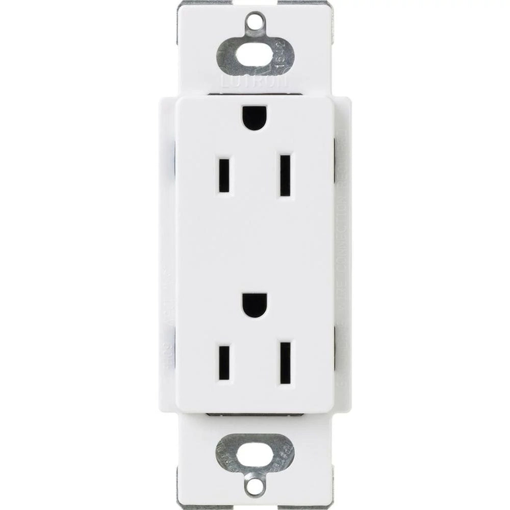 Lutron Claro 15A Tamper-Resistant Duplex Receptacle, Decorator-Style Outlet, Gloss Finish, CARS-15-TR-WH, White