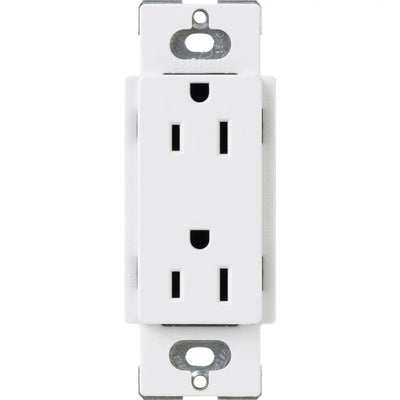 Lutron Claro 15A Tamper-Resistant Duplex Receptacle, Decorator-Style Outlet, Gloss Finish, CARS-15-TR-WH, White