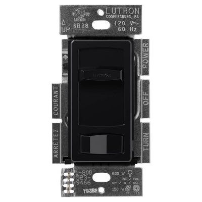 Lutron Skylark Contour LED+ Dimmer Switch, No Neutral Required, 150W LED or 600W Inc/Hal, 120V, Single Pole/3-Way, CTCL-153PH-BL, Black