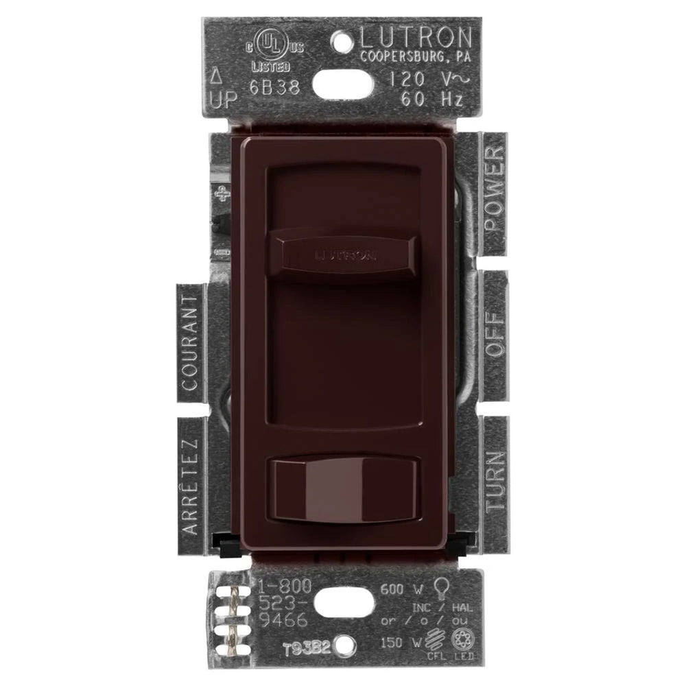Lutron Skylark Contour LED+ Dimmer Switch, No Neutral Required, 150W LED or 600W Inc/Hal, 120V, Single Pole/3-Way, CTCL-153P-BR, Brown