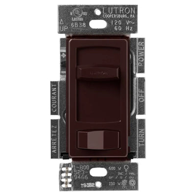 Lutron Skylark Contour LED+ Dimmer Switch, No Neutral Required, 150W LED or 600W Inc/Hal, 120V, Single Pole/3-Way, CTCL-153PH-BR, Brown