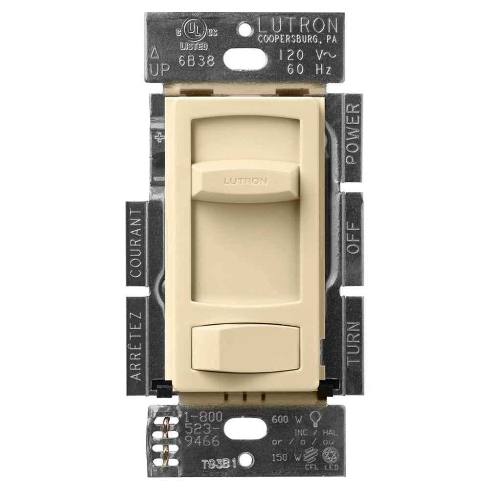 Lutron Skylark Contour LED+ Dimmer Switch, No Neutral Required, 150W LED or 600W Inc/Hal, 120V, Single Pole/3-Way, CTCL-153P-IV, Ivory