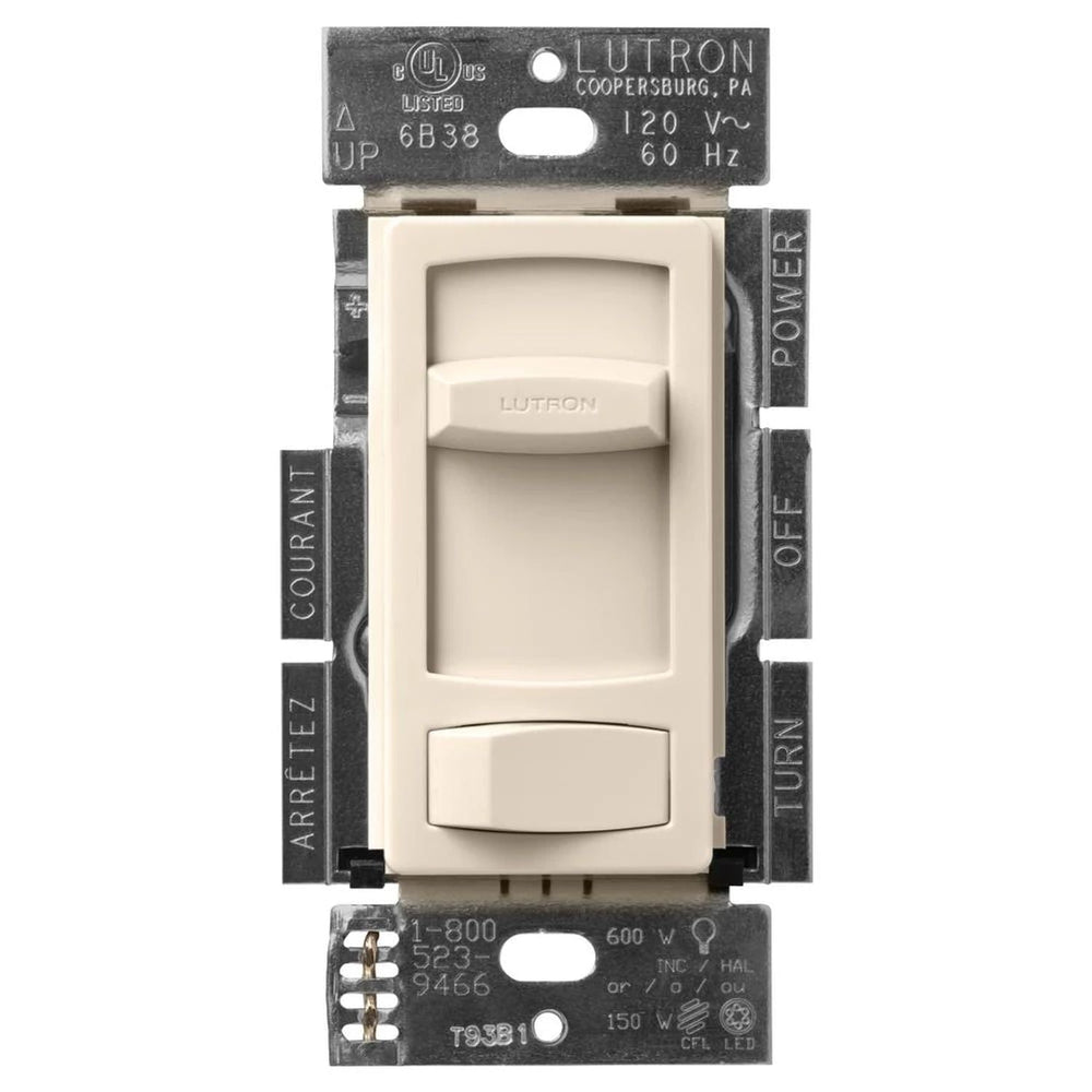 Lutron Skylark Contour LED+ Dimmer Switch, No Neutral Required, 150W LED or 600W Inc/Hal, 120V, Single Pole/3-Way, CTCL-153PH-LA, Light Almond