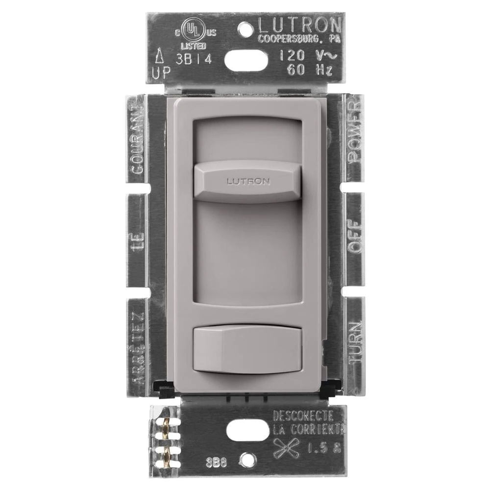 Lutron Skylark Contour Quiet 3-Speed Fan Control, No Neutral Required, 1.5A 3-Speed Ceiling Fan, 120V, Single Pole/3-Way, CTFSQ-F-GR, Gray