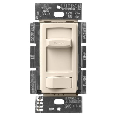 Lutron Skylark Contour Quiet 3-Speed Fan Control, No Neutral Required, 1.5A 3-Speed Ceiling Fan, 120V, Single Pole/3-Way, CTFSQ-F-LA, Light Almond