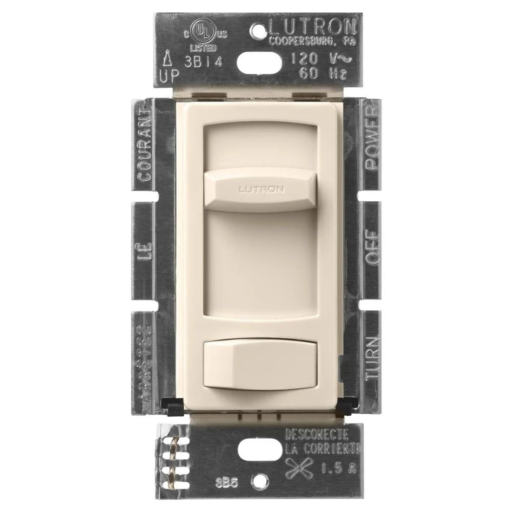 Lutron Skylark Contour Quiet 3-Speed Fan Control, No Neutral Required, 1.5A 3-Speed Ceiling Fan, 120V, Single Pole/3-Way, CTFSQ-FH-LA, Light Almond