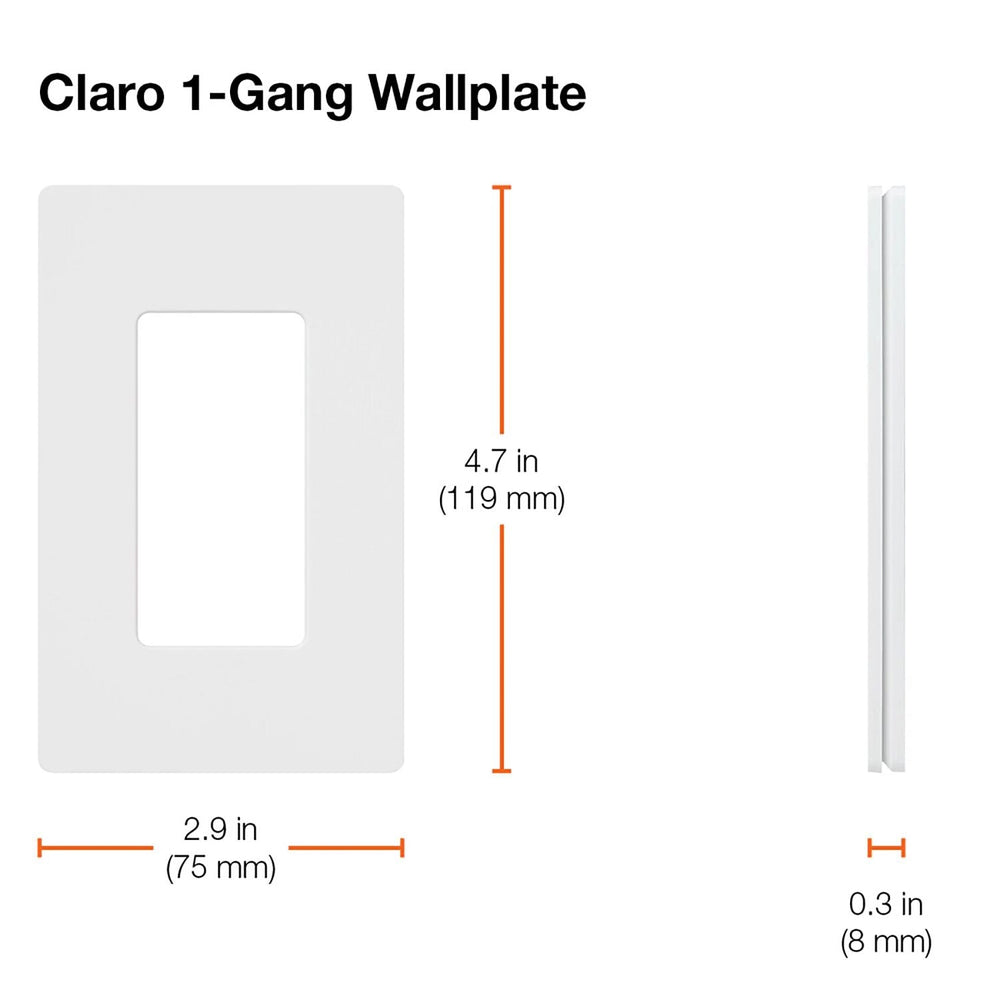 Lutron Claro 1 Gang Wall Plate (96-Pack) for Decorator/Designer Paddle Switches and Dimmers, Gloss Finish, CW-1-WH-96, White