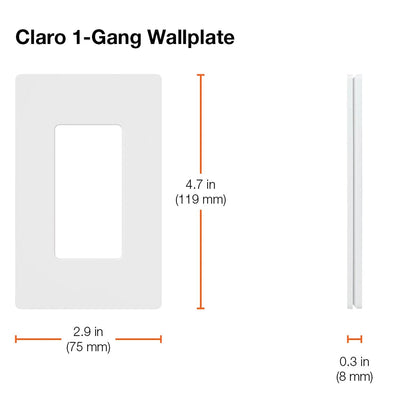 Lutron Claro 1 Gang Wall Plate (96-Pack) for Decorator/Designer Paddle Switches and Dimmers, Gloss Finish, CW-1-WH-96, White