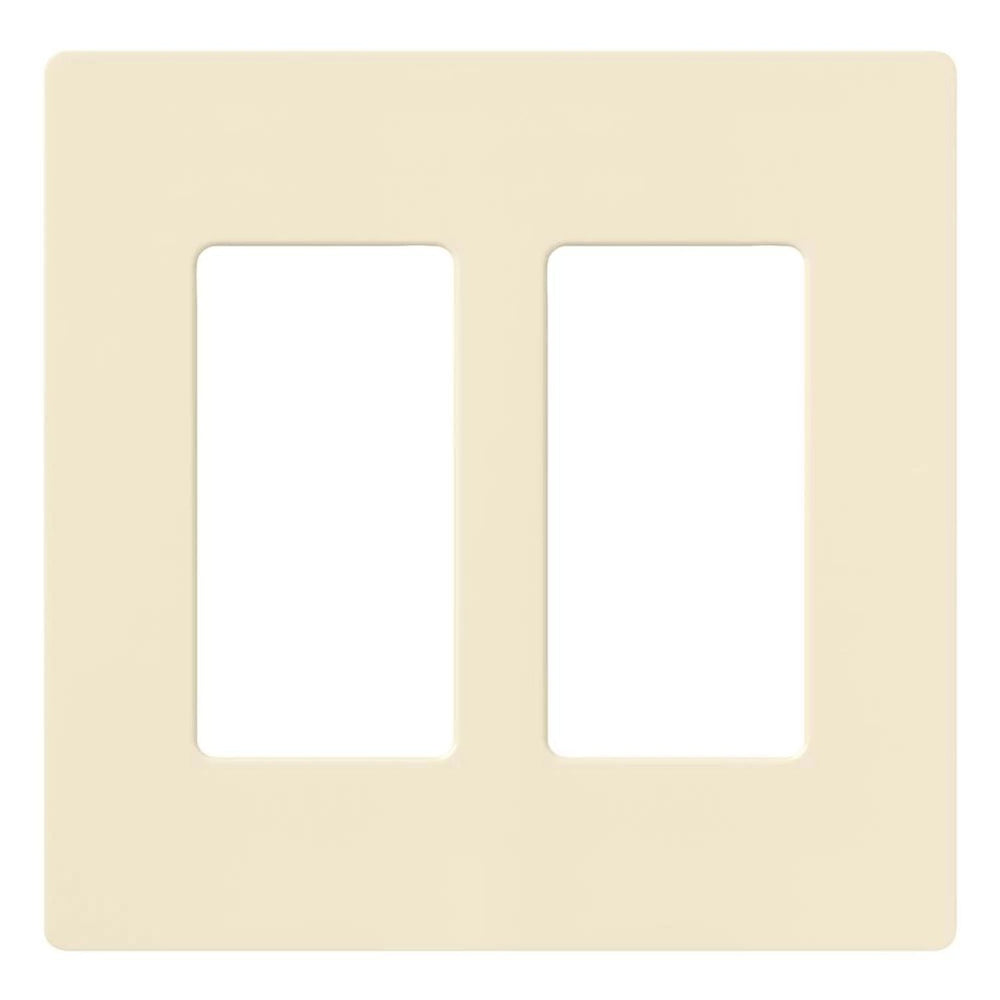Lutron Claro 2 Gang Wall Plate for Decorator/Designer Paddle Switches and Dimmers, Gloss Finish, CW-2-AL, Almond