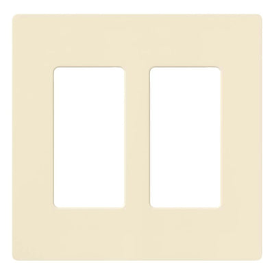 Lutron Claro 2 Gang Wall Plate for Decorator/Designer Paddle Switches and Dimmers, Gloss Finish, CW-2-AL, Almond