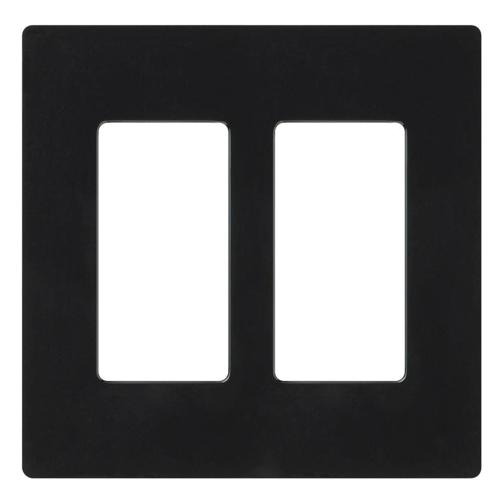 Lutron Claro 2 Gang Wall Plate for Decorator/Designer Paddle Switches and Dimmers, Gloss Finish, CW-2-BL, Black