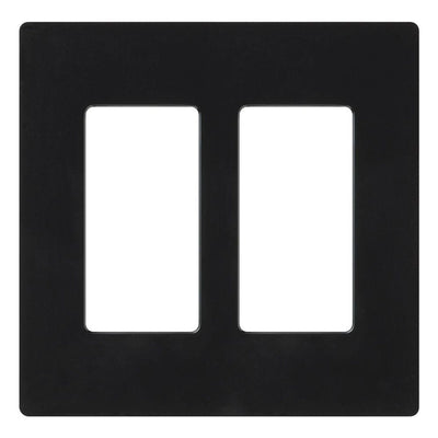 Lutron Claro 2 Gang Wall Plate for Decorator/Designer Paddle Switches and Dimmers, Gloss Finish, CW-2-BL, Black