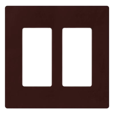 Lutron Claro 2 Gang Wall Plate for Decorator/Designer Paddle Switches and Dimmers, Gloss Finish, CW-2-BR, Brown