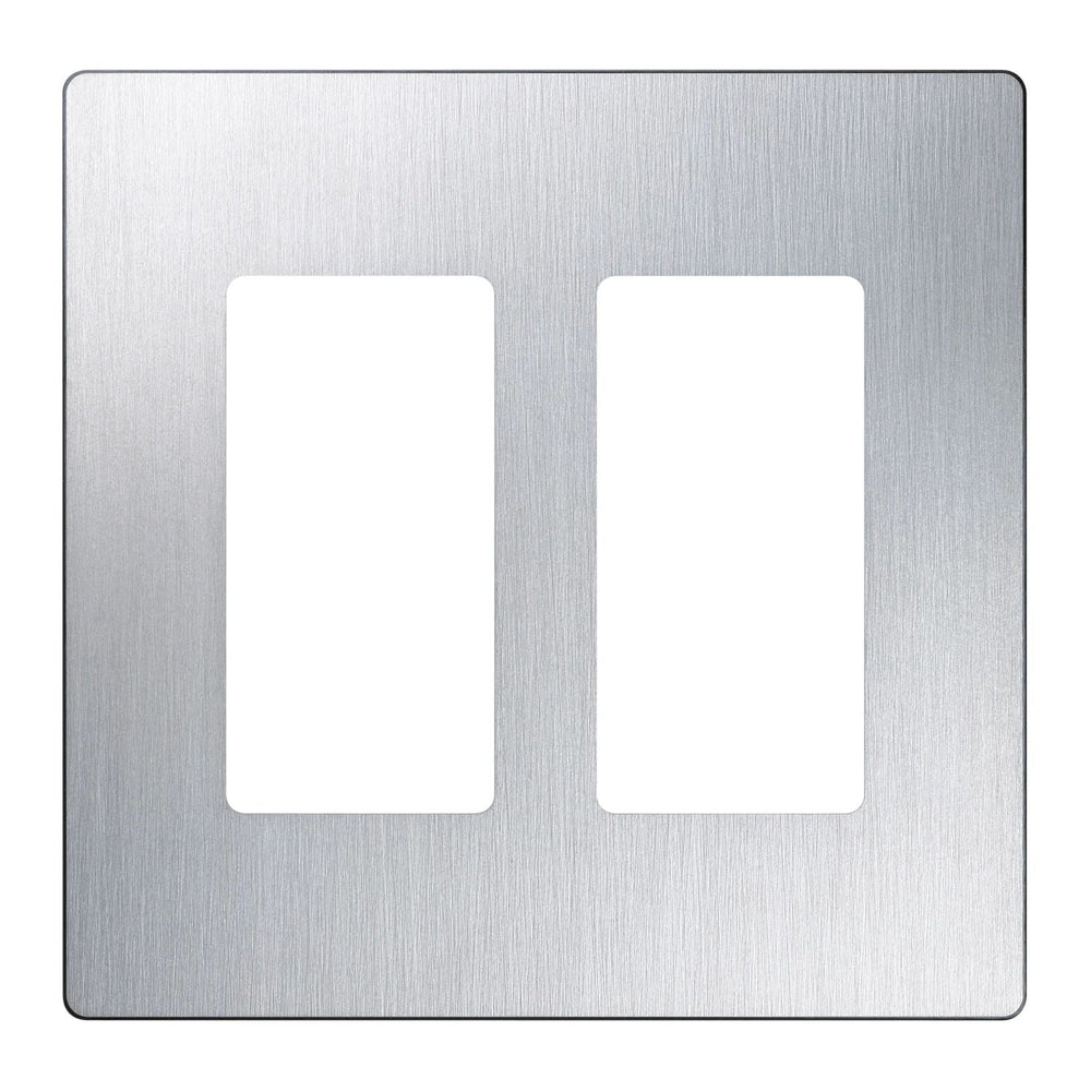 Lutron Claro 2 Gang Wall Plate for Decorator/Designer Paddle Switches and Dimmers, Gloss Finish, CW-2-SS, Stainless Steel