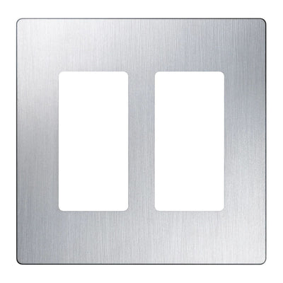 Lutron Claro 2 Gang Wall Plate for Decorator/Designer Paddle Switches and Dimmers, Gloss Finish, CW-2-SS, Stainless Steel