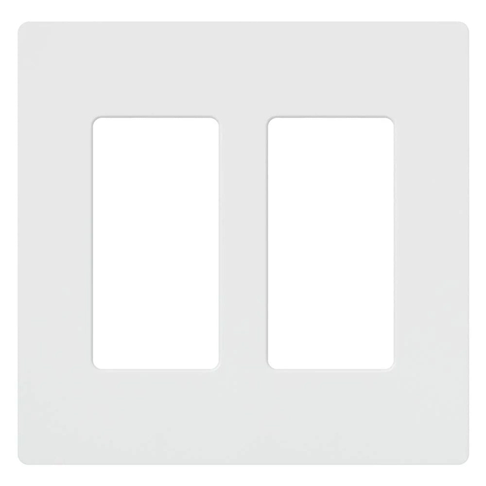 Lutron Claro 2 Gang Wall Plate for Decorator/Designer Paddle Switches and Dimmers, Gloss Finish, CW-2-WH, White