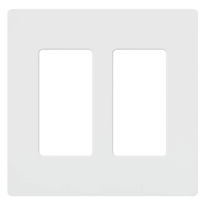 Lutron Claro 2 Gang Wall Plate for Decorator/Designer Paddle Switches and Dimmers, Gloss Finish, CW-2-WH, White