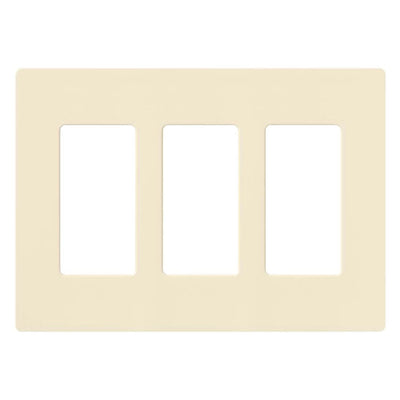 Lutron Claro 3 Gang Wall Plate for Decorator/Designer Paddle Switches and Dimmers, Gloss Finish, CW-3-AL, Almond