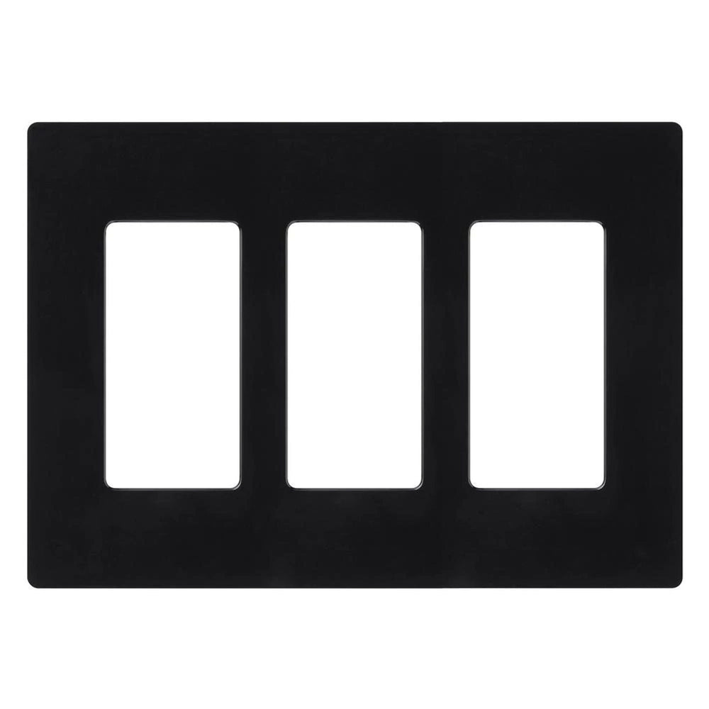 Lutron Claro 3 Gang Wall Plate for Decorator/Designer Paddle Switches and Dimmers, Gloss Finish, CW-3-BL, Black