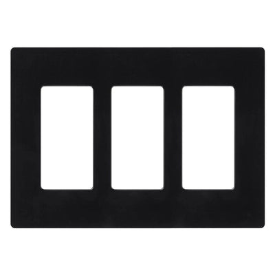 Lutron Claro 3 Gang Wall Plate for Decorator/Designer Paddle Switches and Dimmers, Gloss Finish, CW-3-BL, Black