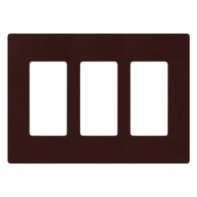 Lutron Claro 3 Gang Wall Plate for Decorator/Designer Paddle Switches and Dimmers, Gloss Finish, CW-3-BR, Brown