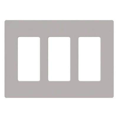 Lutron Claro 3 Gang Wall Plate for Decorator/Designer Paddle Switches and Dimmers, Gloss Finish, CW-3-GR, Gray