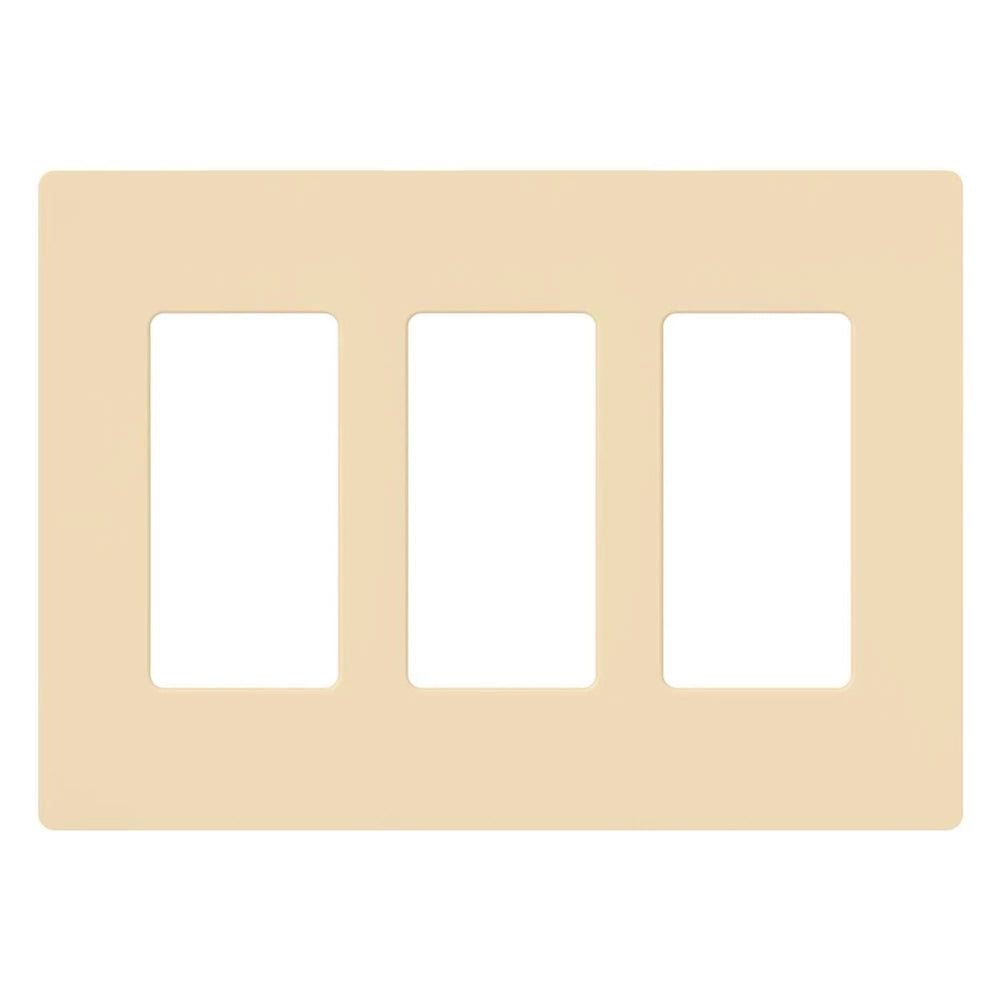 Lutron Claro 3 Gang Wall Plate for Decorator/Designer Paddle Switches and Dimmers, Gloss Finish, CW-3-IV, Ivory