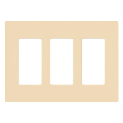 Lutron Claro 3 Gang Wall Plate for Decorator/Designer Paddle Switches and Dimmers, Gloss Finish, CW-3-IV, Ivory