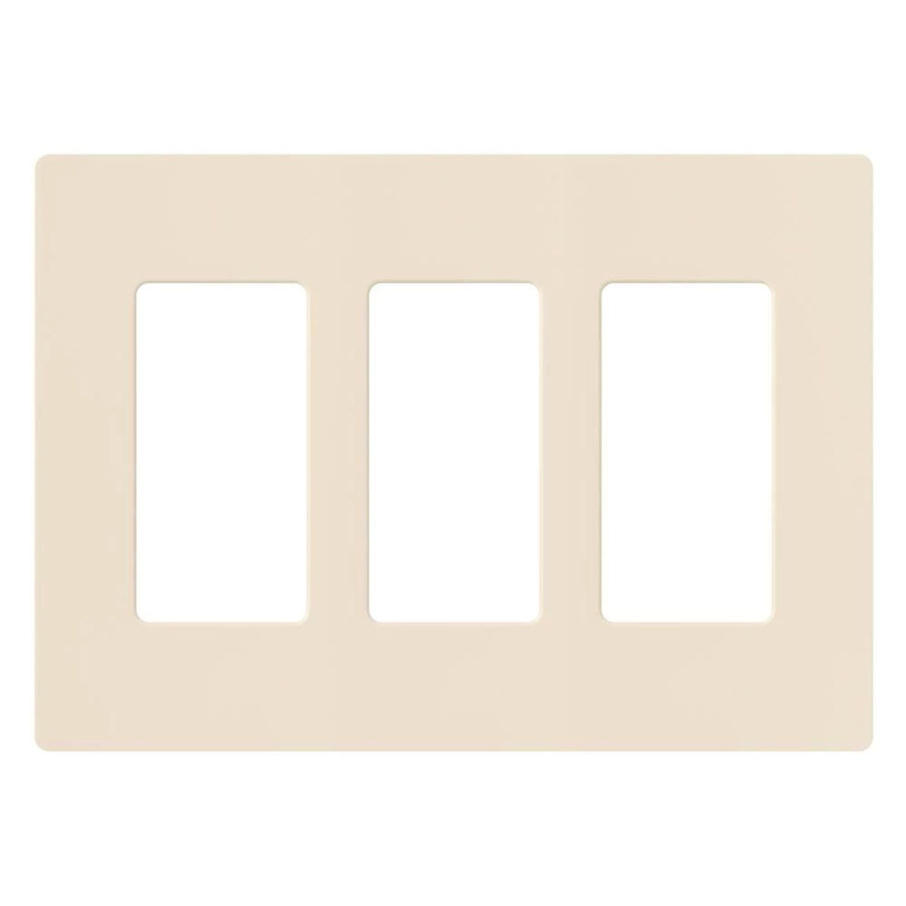 Lutron Claro 3 Gang Wall Plate for Decorator/Designer Paddle Switches and Dimmers, Gloss Finish, CW-3-LA, Light Almond