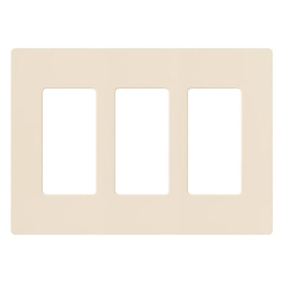 Lutron Claro 3 Gang Wall Plate for Decorator/Designer Paddle Switches and Dimmers, Gloss Finish, CW-3-LA, Light Almond