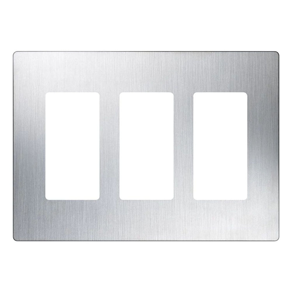 Lutron Claro 3 Gang Wall Plate for Decorator/Designer Paddle Switches and Dimmers, Gloss Finish, CW-3-SS, Stainless Steel