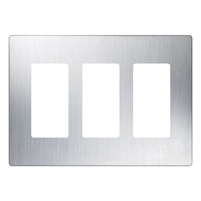 Lutron Claro 3 Gang Wall Plate for Decorator/Designer Paddle Switches and Dimmers, Gloss Finish, CW-3-SS, Stainless Steel