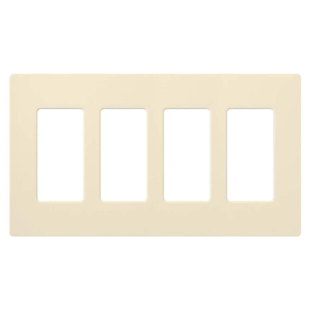 Lutron Claro 4 Gang Wall Plate for Decorator/Designer Paddle Switches and Dimmers, Gloss Finish, CW-4-AL, Almond