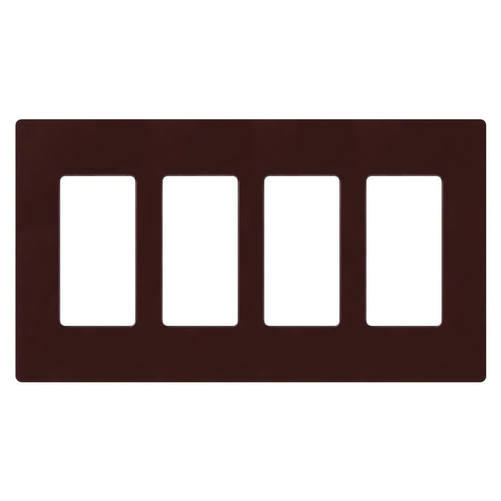 Lutron Claro 4 Gang Wall Plate for Decorator/Designer Paddle Switches and Dimmers, Gloss Finish, CW-4-BR, Brown