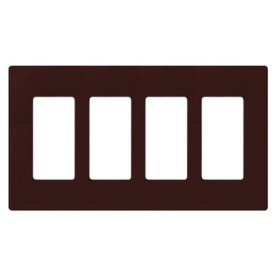 Lutron Claro 4 Gang Wall Plate for Decorator/Designer Paddle Switches and Dimmers, Gloss Finish, CW-4-BR, Brown