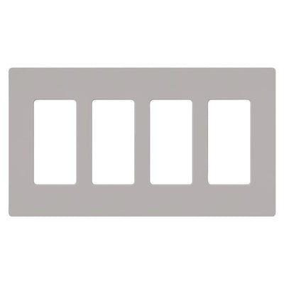 Lutron Claro 4 Gang Wall Plate for Decorator/Designer Paddle Switches and Dimmers, Gloss Finish, CW-4-GR, Gray