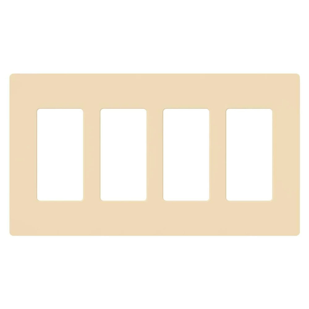 Lutron Claro 4 Gang Wall Plate for Decorator/Designer Paddle Switches and Dimmers, Gloss Finish, CW-4-IV, Ivory
