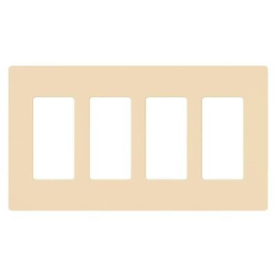 Lutron Claro 4 Gang Wall Plate for Decorator/Designer Paddle Switches and Dimmers, Gloss Finish, CW-4-IV, Ivory