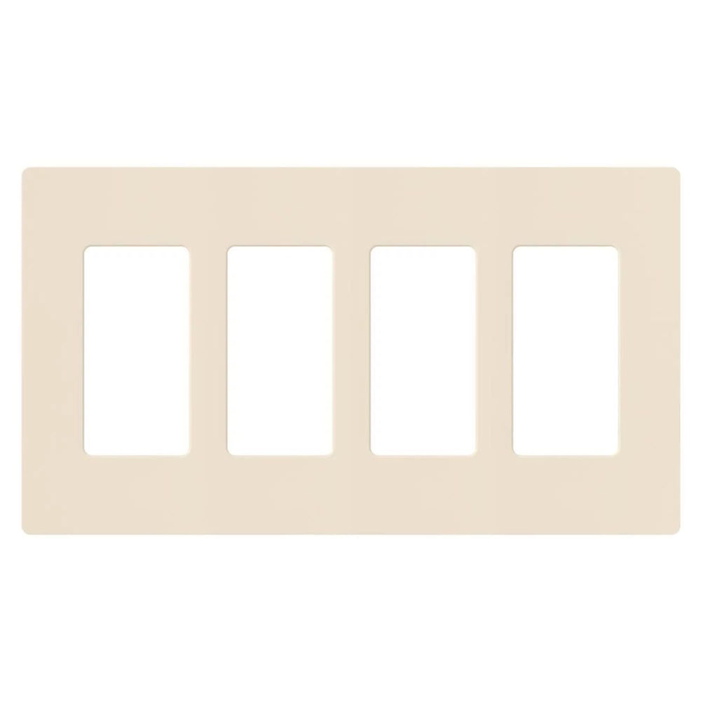 Lutron Claro 4 Gang Wall Plate for Decorator/Designer Paddle Switches and Dimmers, Gloss Finish, CW-4-LA, Light Almond