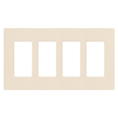 Lutron Claro 4 Gang Wall Plate for Decorator/Designer Paddle Switches and Dimmers, Gloss Finish, CW-4-LA, Light Almond