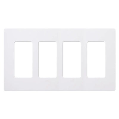 Lutron Claro 4 Gang Wall Plate for Decorator/Designer Paddle Switches and Dimmers, Gloss Finish, CW-4-WH, White