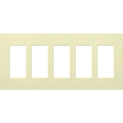 Lutron Claro 5 Gang Wall Plate for Decorator/Designer Paddle Switches and Dimmers, Gloss Finish, CW-5-AL, Almond