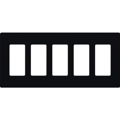 Lutron Claro 5 Gang Wall Plate for Decorator/Designer Paddle Switches and Dimmers, Gloss Finish, CW-5-BL, Black