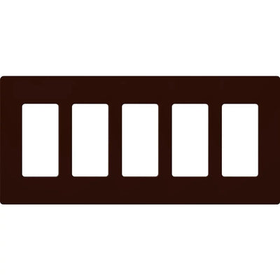 Lutron Claro 5 Gang Wall Plate for Decorator/Designer Paddle Switches and Dimmers, Gloss Finish, CW-5-BR, Brown