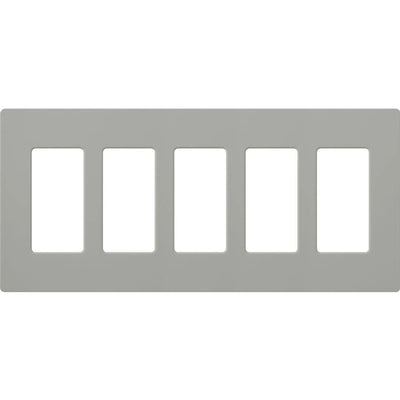 Lutron Claro 5 Gang Wall Plate for Decorator/Designer Paddle Switches and Dimmers, Gloss Finish, CW-5-GR, Gray