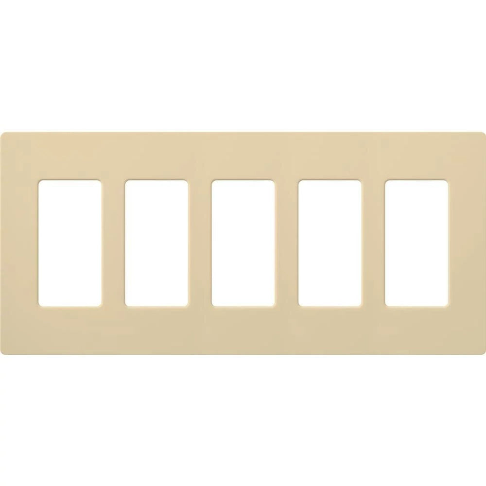 Lutron Claro 5 Gang Wall Plate for Decorator/Designer Paddle Switches and Dimmers, Gloss Finish, CW-5-IV, Ivory