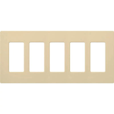 Lutron Claro 5 Gang Wall Plate for Decorator/Designer Paddle Switches and Dimmers, Gloss Finish, CW-5-IV, Ivory